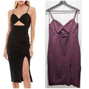 New Socialite | Sleeveless Cutout Midi Dress in Wine